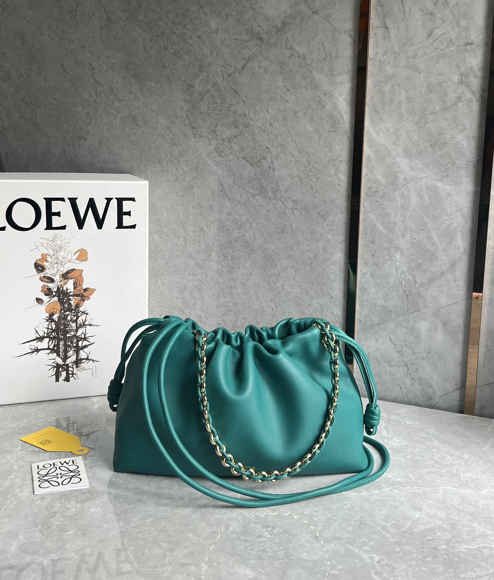 Loewe Medium Flamenco Purse in Mellow Nappa Lambskin Deep Turquoise